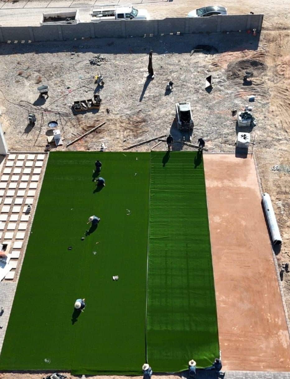 Queen Creek Artificial Turf Installation with Landscape Lighting