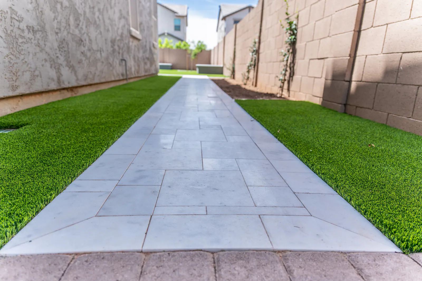 Artificial turf and paver path in the San Tan Valley area
