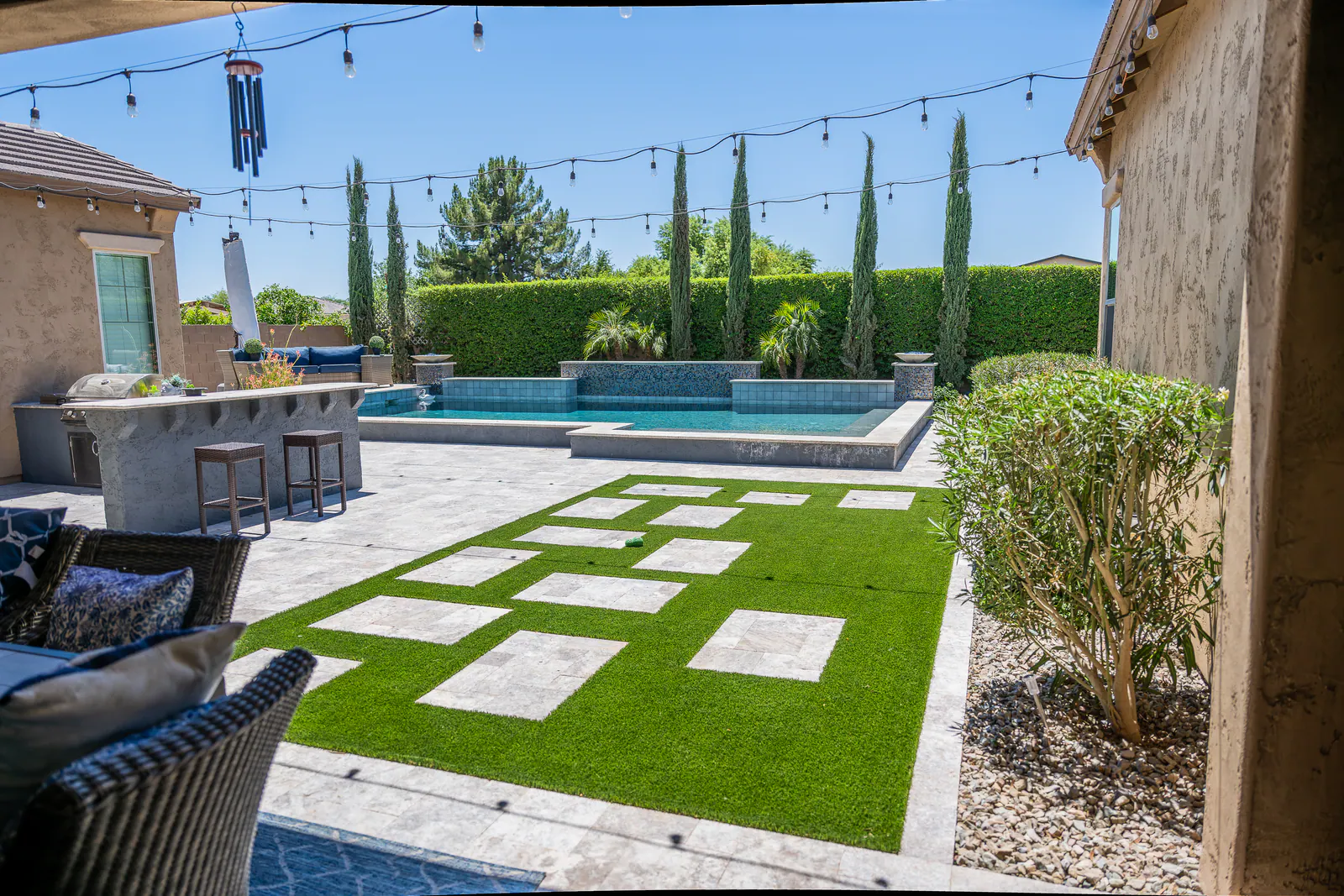Geometric Turf & Paver Patio